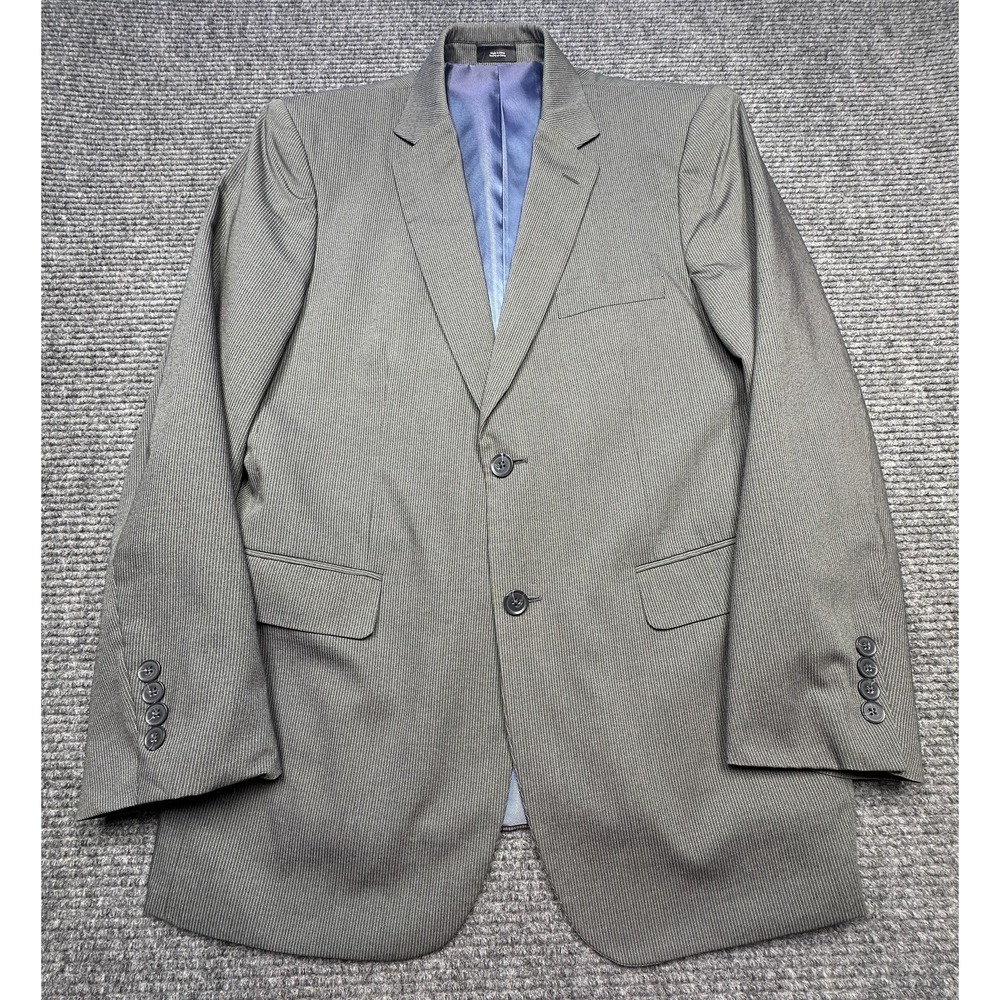 JF J Ferrar Suit Jacket Mens 40R Gray Modern Fit Pinstripe Blazer Two Button